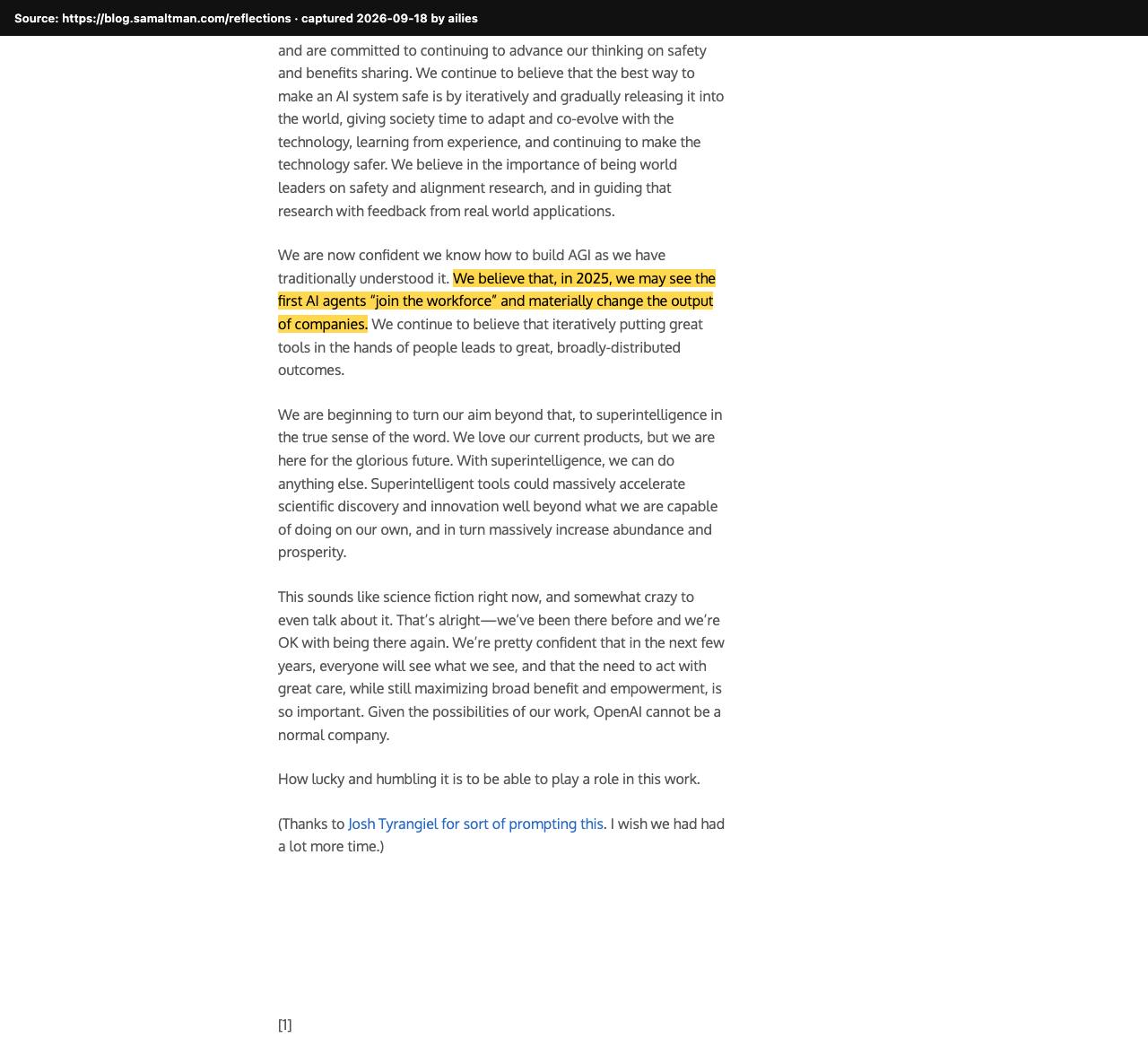 Screenshot of the original source: In 2025, the first AI agents will 'join the workforce' and materially change company output