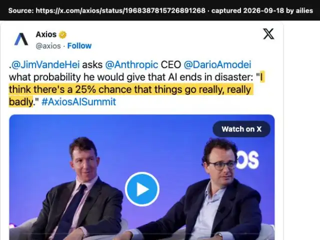 Screenshot of the original source: There's a 25% chance AI goes 'really, really badly' for humanity