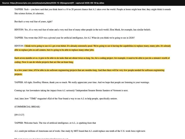 Screenshot of the original source: In 2026, AI will gain the capabilities to replace many, many jobs