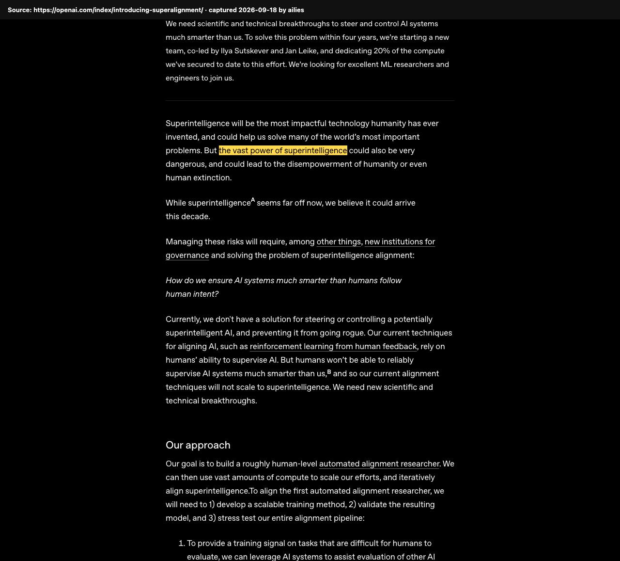 Screenshot of the original source: Superintelligence could arrive this decade and could lead to human extinction