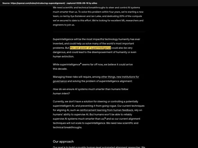 Screenshot of the original source: Superintelligence could arrive this decade and could lead to human extinction