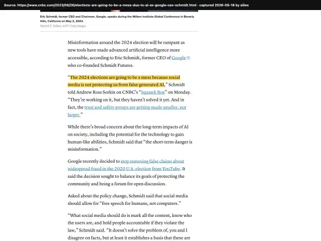 Screenshot of the original source: The 2024 elections will be a mess because of AI-generated falsehoods