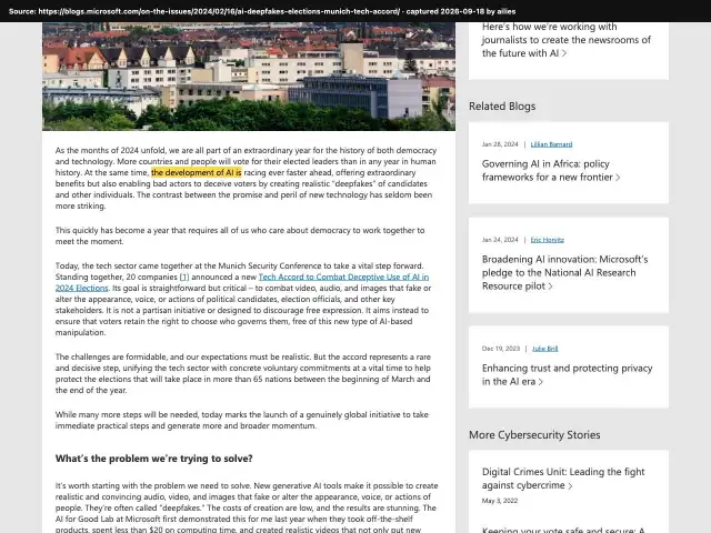 Screenshot of the original source: AI deepfakes pose a growing risk of deceiving voters in 2024's elections